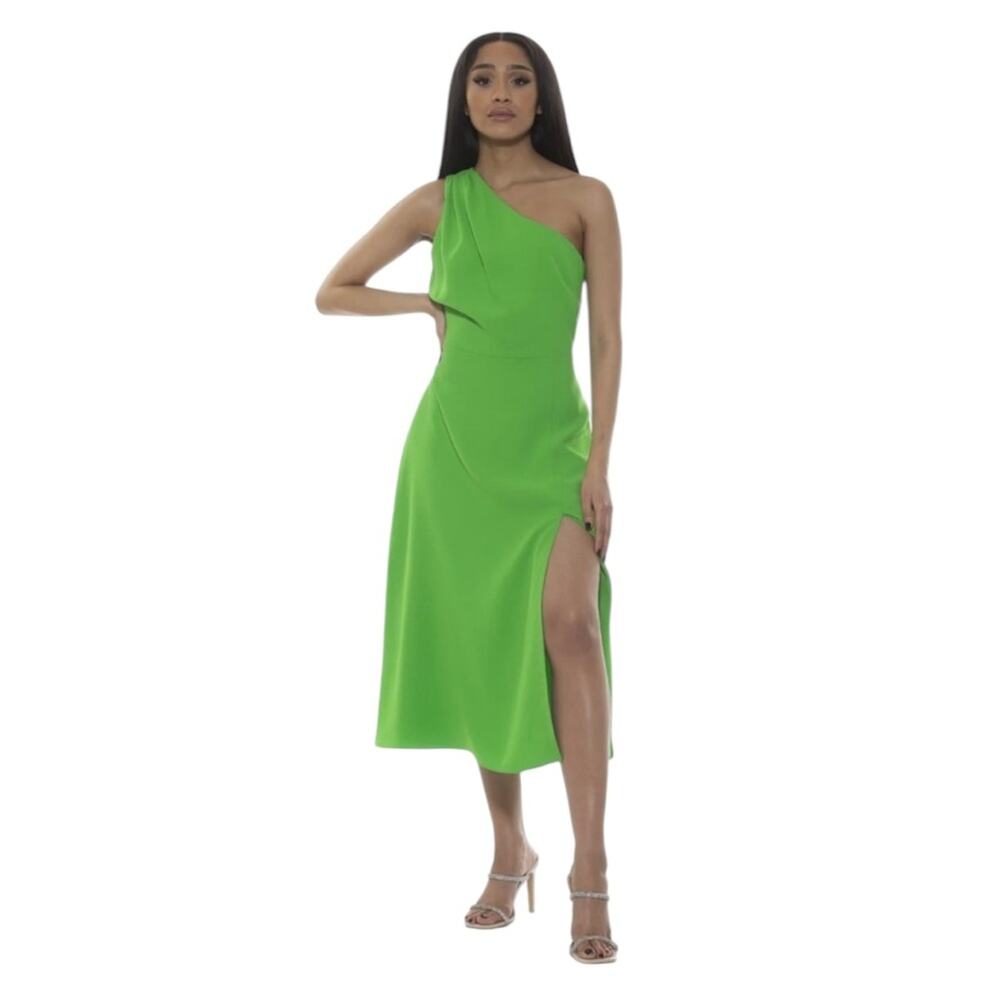 *Alexia Admor Fay One-Shoulder Midi Dress Bright Green – Sz 8
